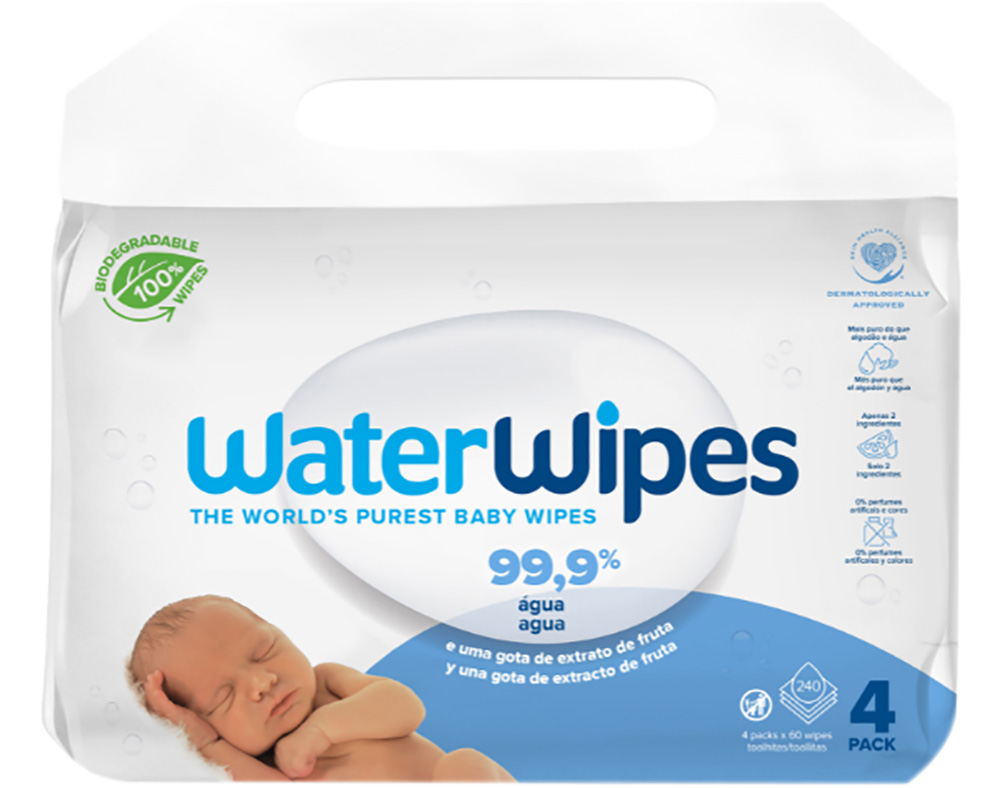 TOALHITAS BÉBE WATERWIPES BIODEGRADÁVEIS 4X60UN