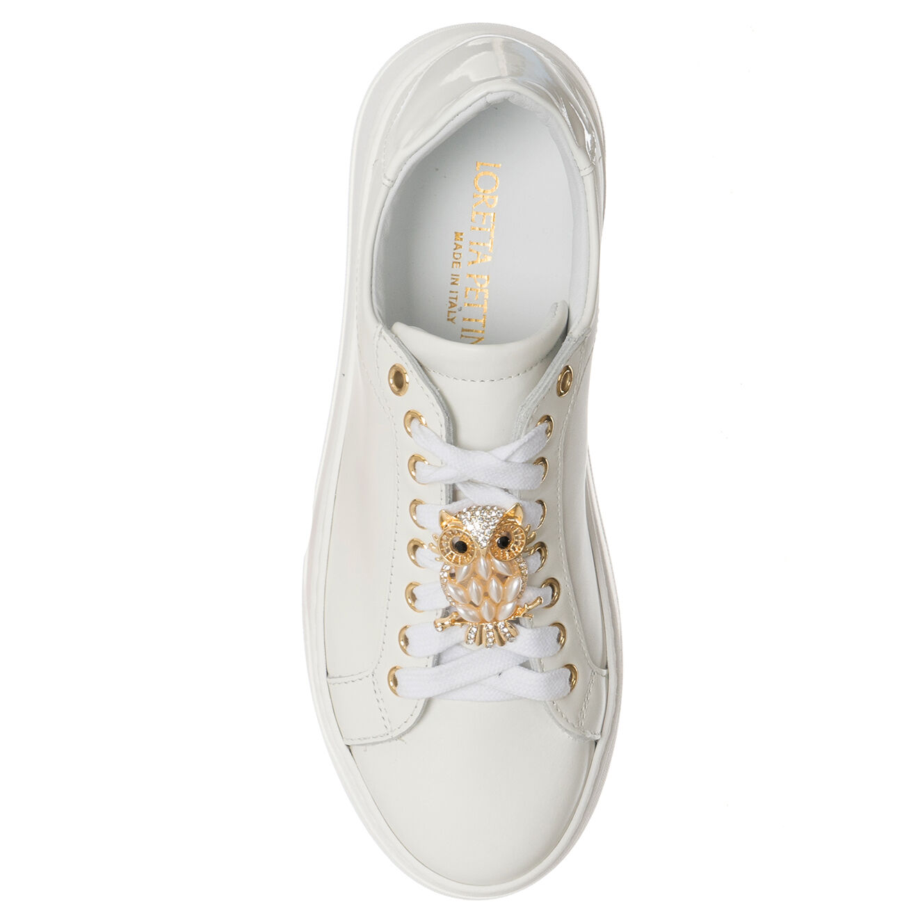 Loretta Pettinari Sneakers en Cuir Osta blanc/doré