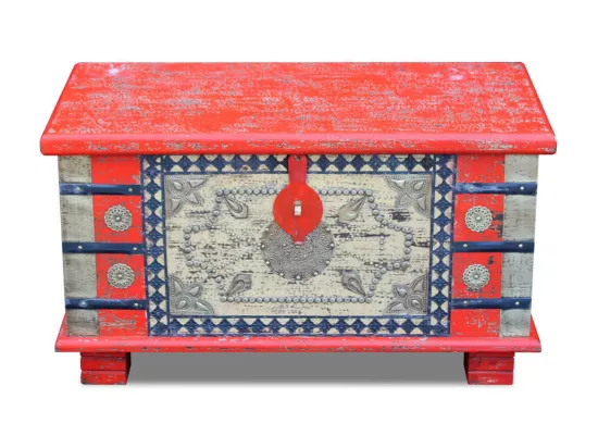 Coffre de rangement Bois de manguier rouge 80 x 40 x 45 cm