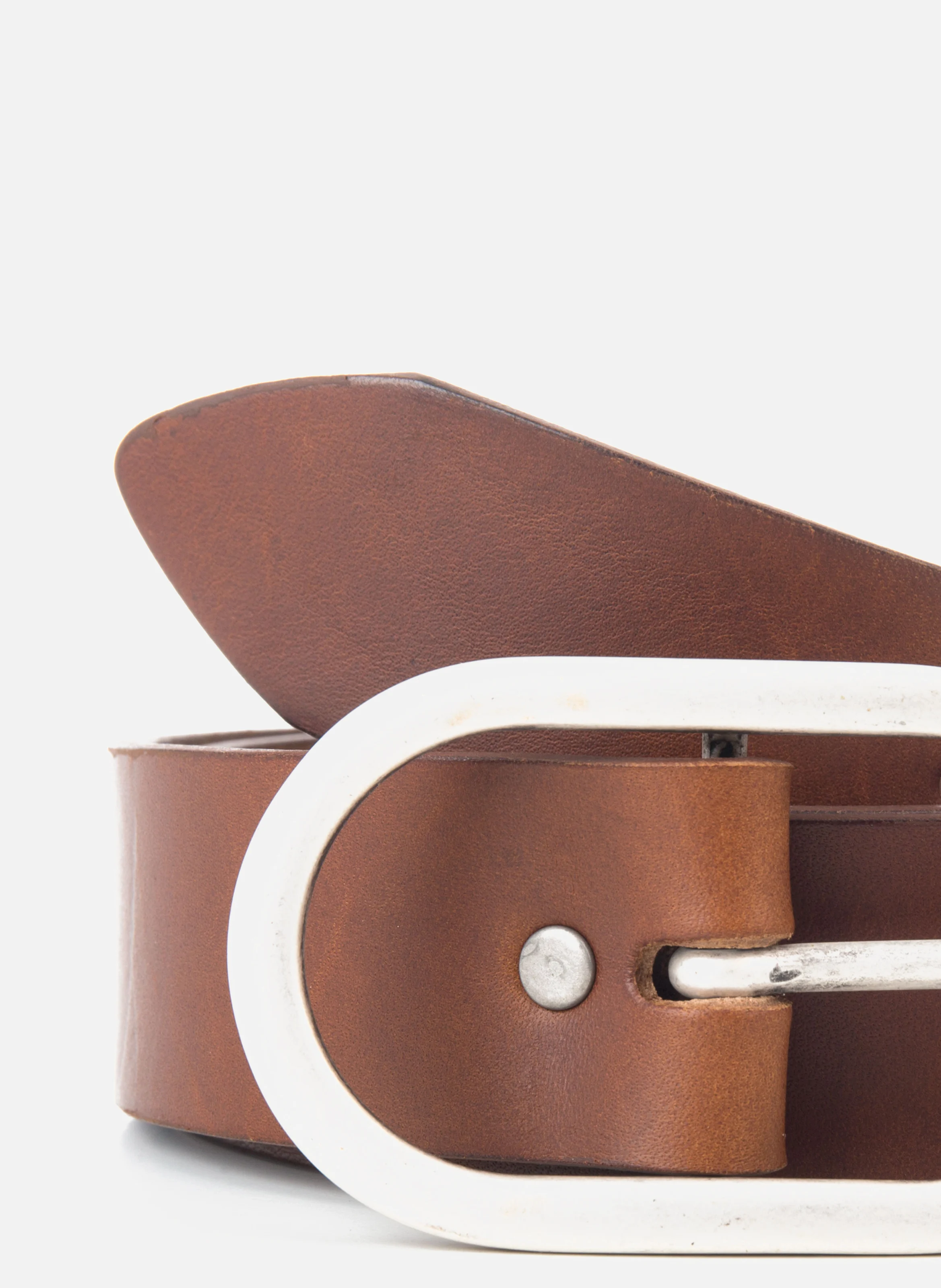 Ceinture large cuir lisse | Marron