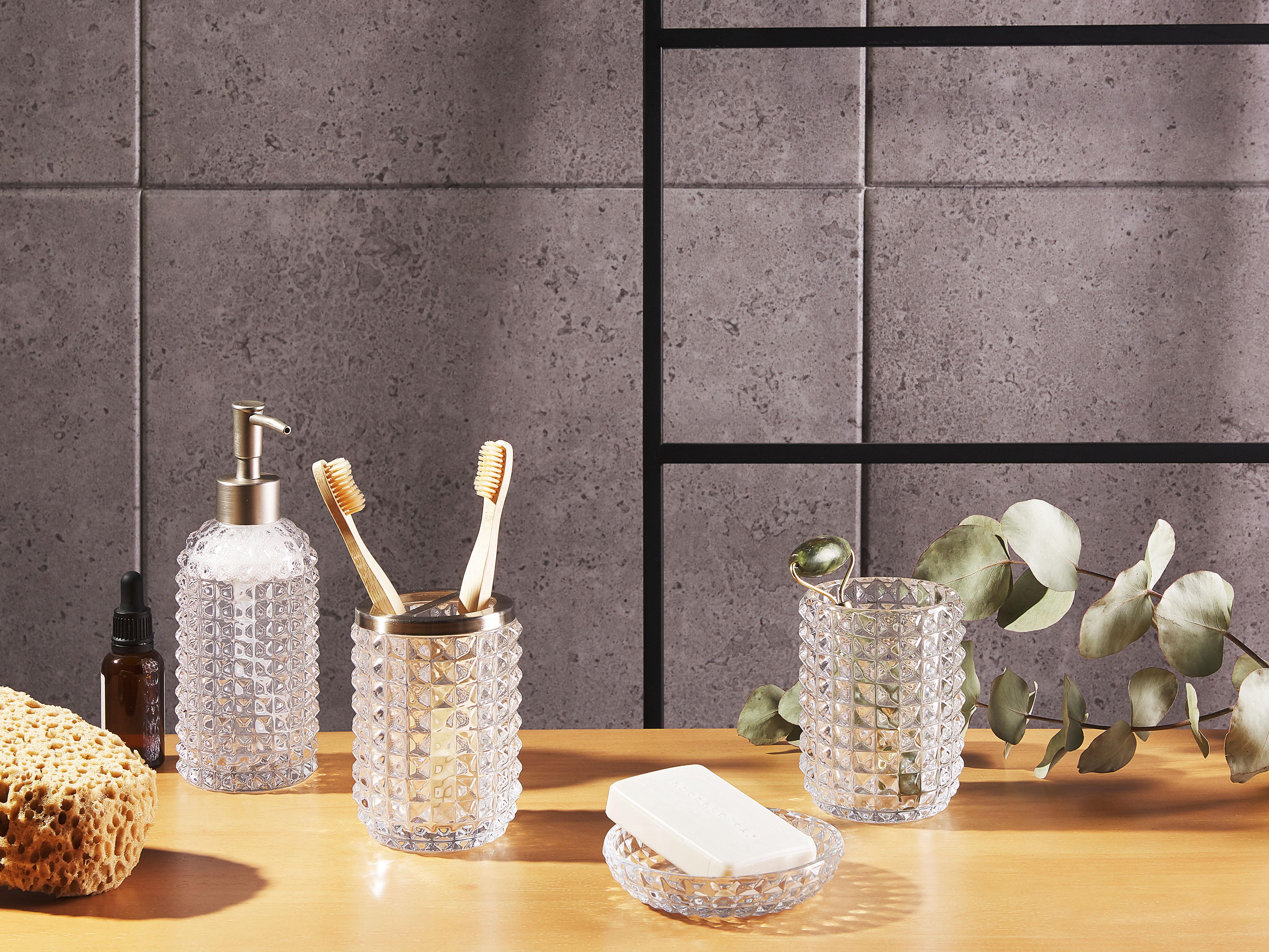 4-delige badkameraccessoireset TAPIA Glas Transparant