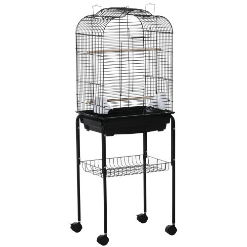 Gaiola para pássaros PawHut com suporte, preta