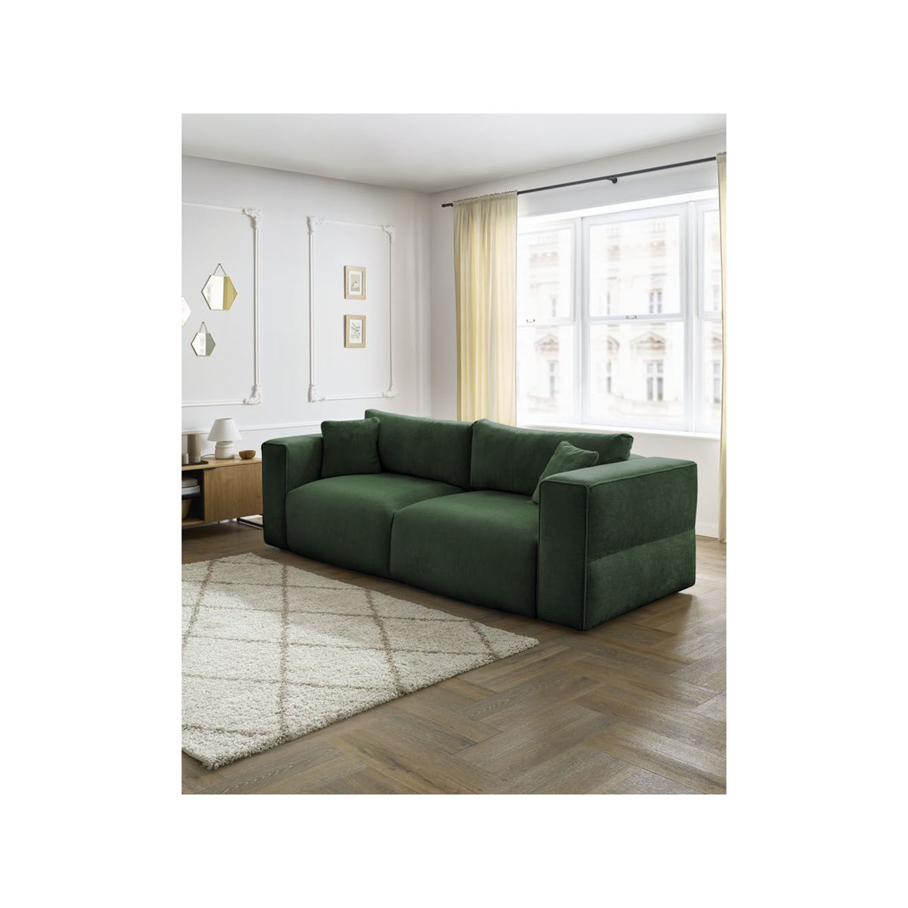 Bobochic Canapé convertible coffre ezechiel vert - 265x109x82 cm