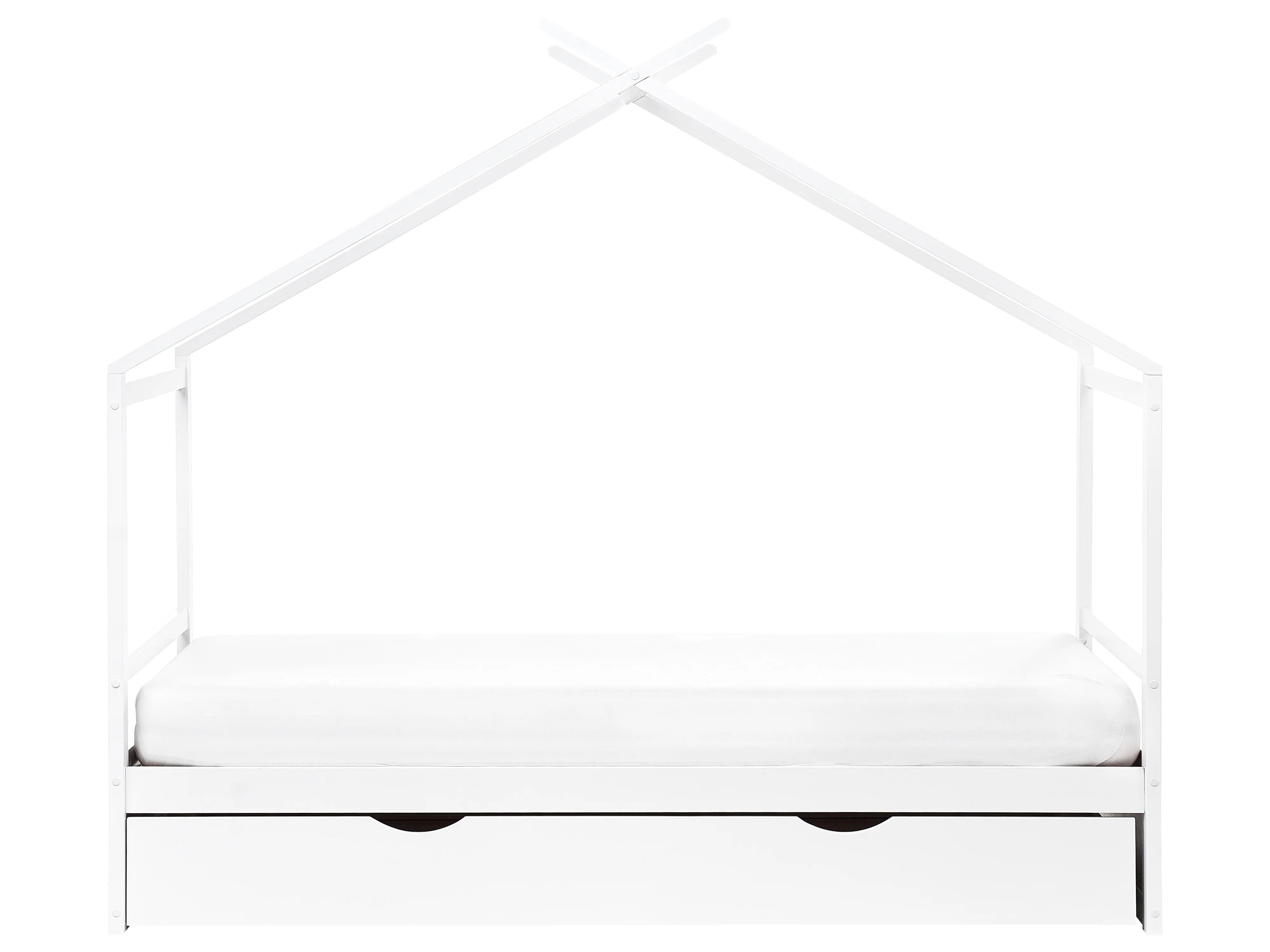 Kinderbed Huis Dennenhout ORGEVAL 90 x 200 cm met opbergruimte Wit