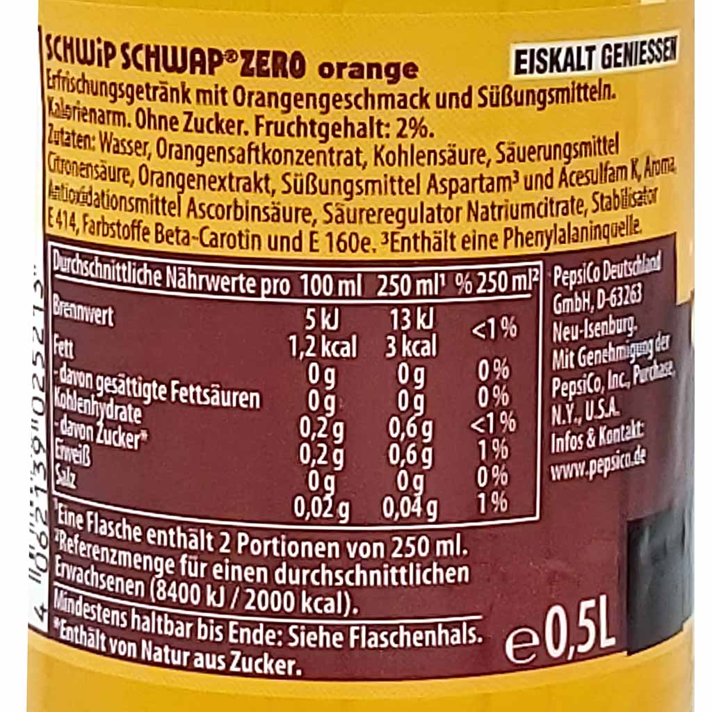 Schwip Schwap Zero ohne Zucker PET 24x0,5L=12L MHD:30.1.25
