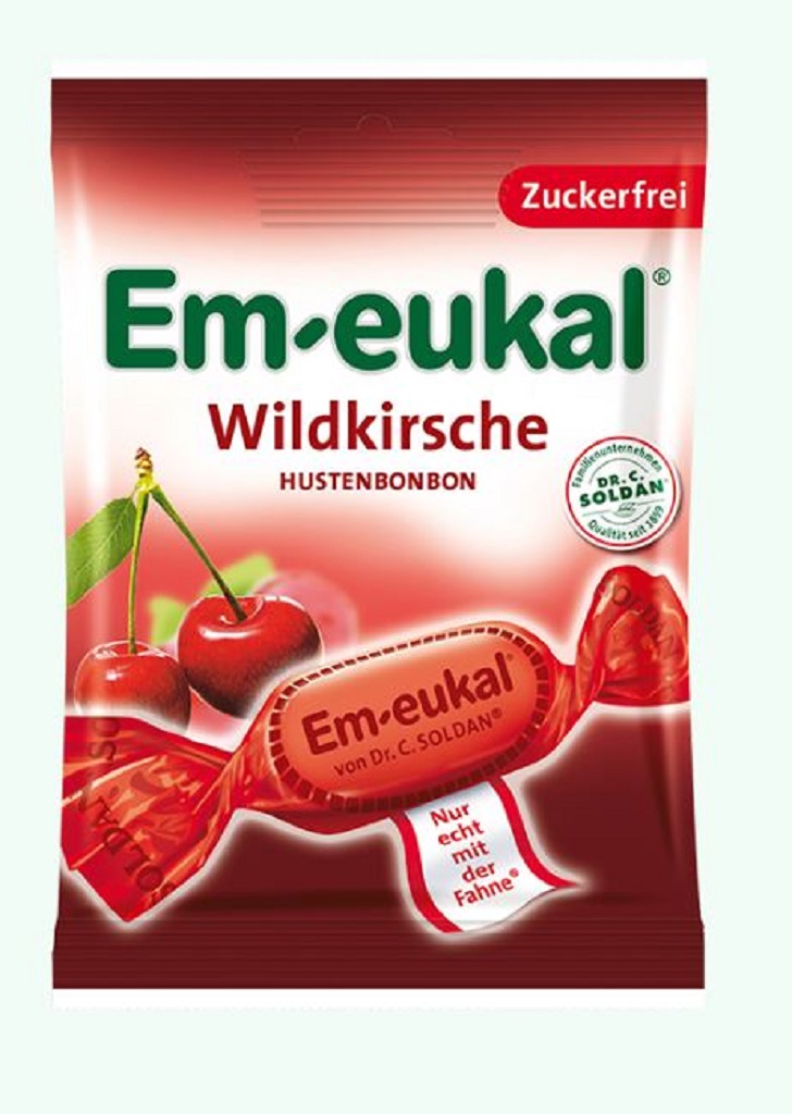 Em-eukal Wildkirsche Hustenbonbons Zuckerfrei 75g MHD 30.04.27 MHD:30.10.27