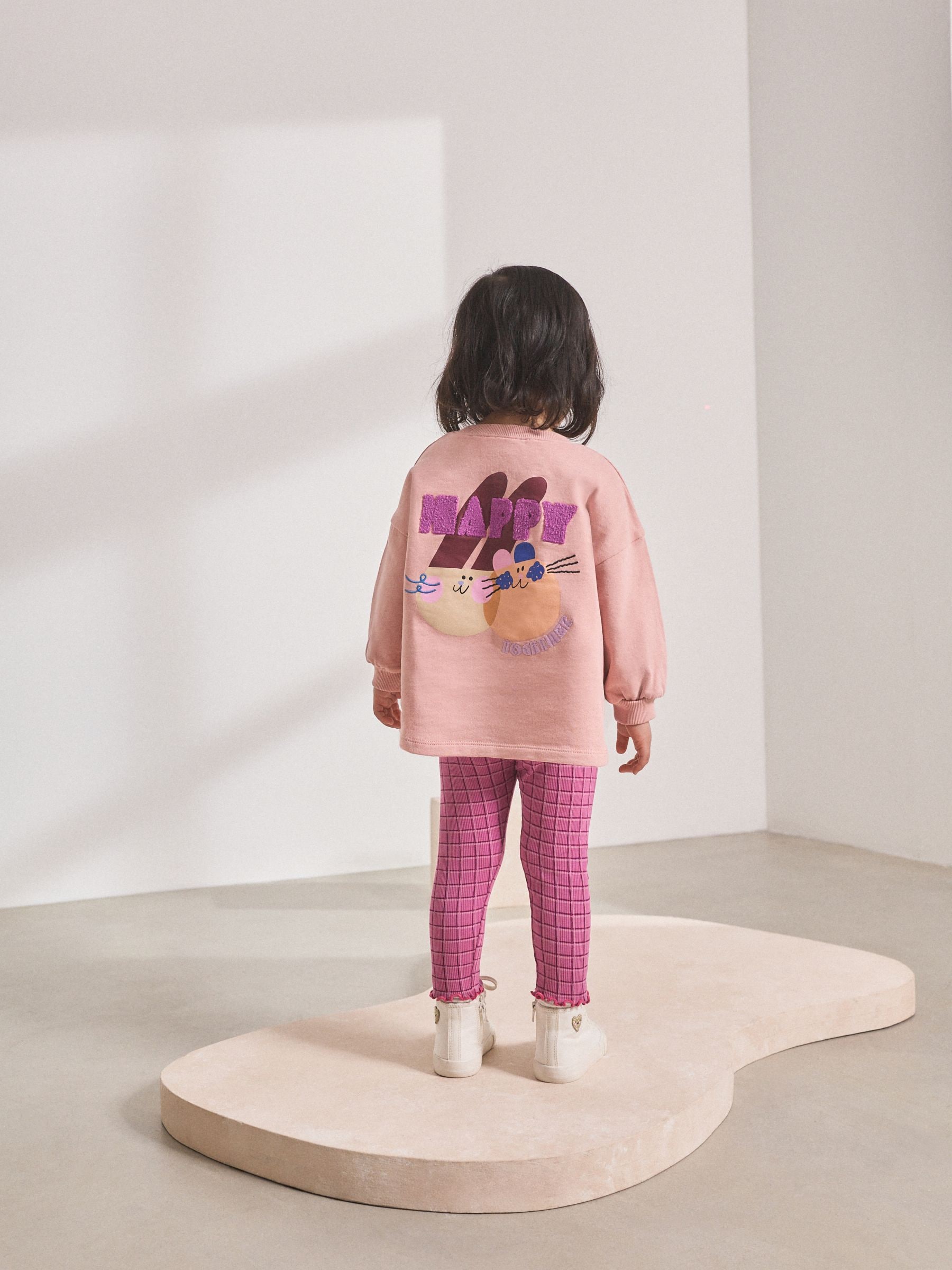 Roze met konijnen - Set met top met lange mouwen en legging (3 mnd-7 jr)