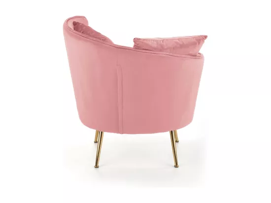 Fauteuil contemporain en velours rose avec pieds dorés en métal AEDAN