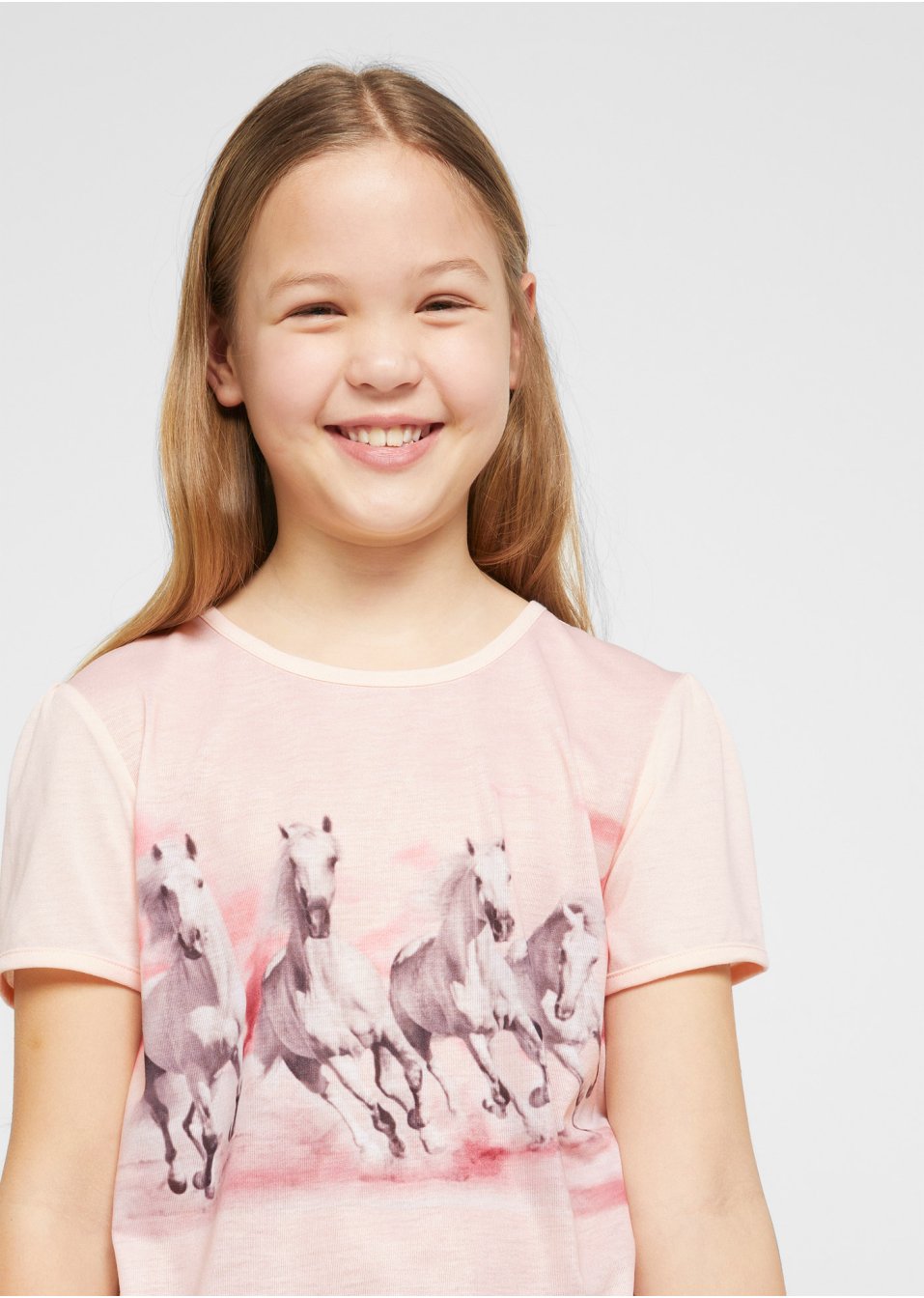 T-shirt fille avec imprimé photo cheval