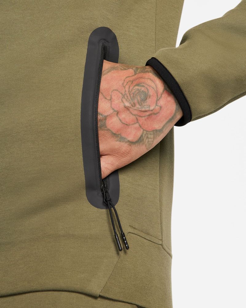 Sweat zippé à capuche Nike Sportswear Tech Fleece Vert Kaki pour homme