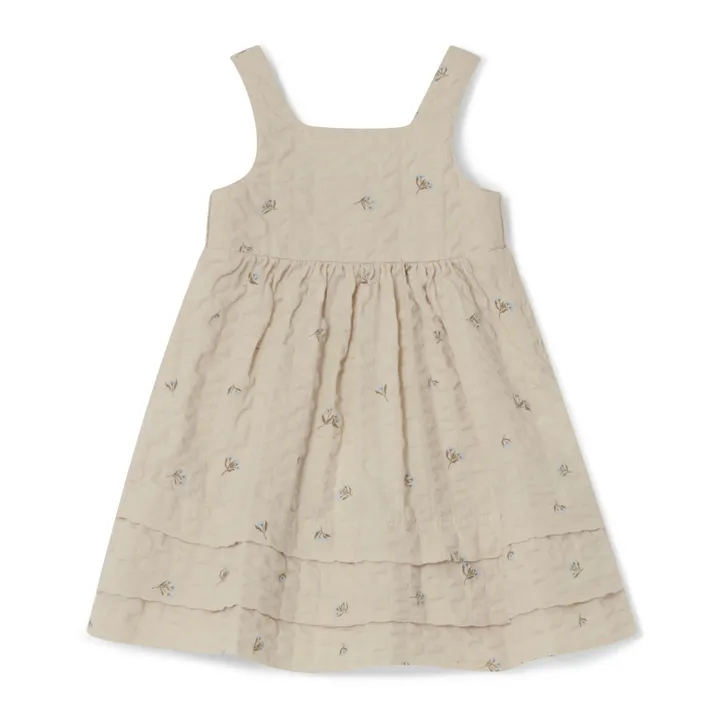 garbo&friends Robe Fleurie Seersucker Bébé | Ecru