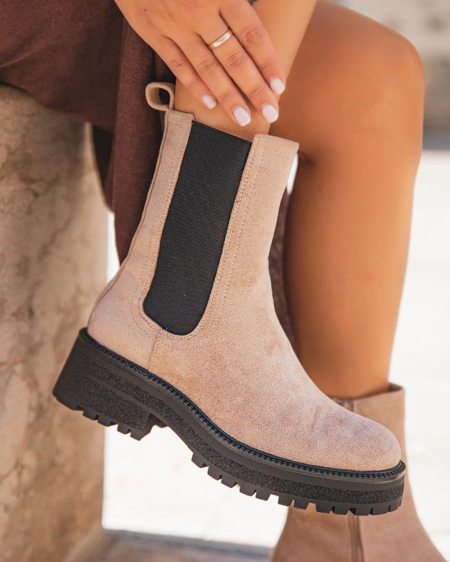 Bottines femme beige chelsea - Romane
