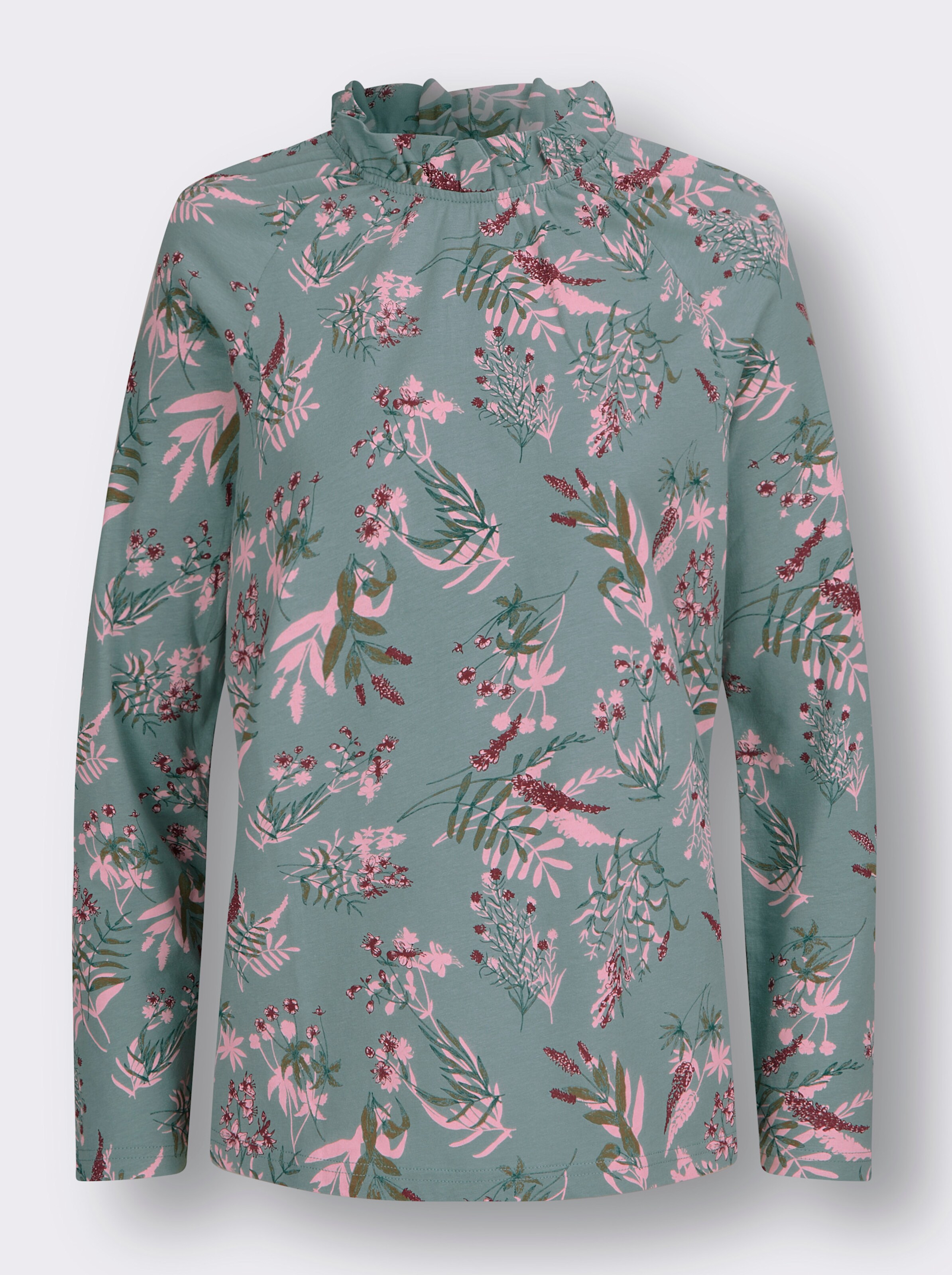 Stehkragenshirt mit Rüschen