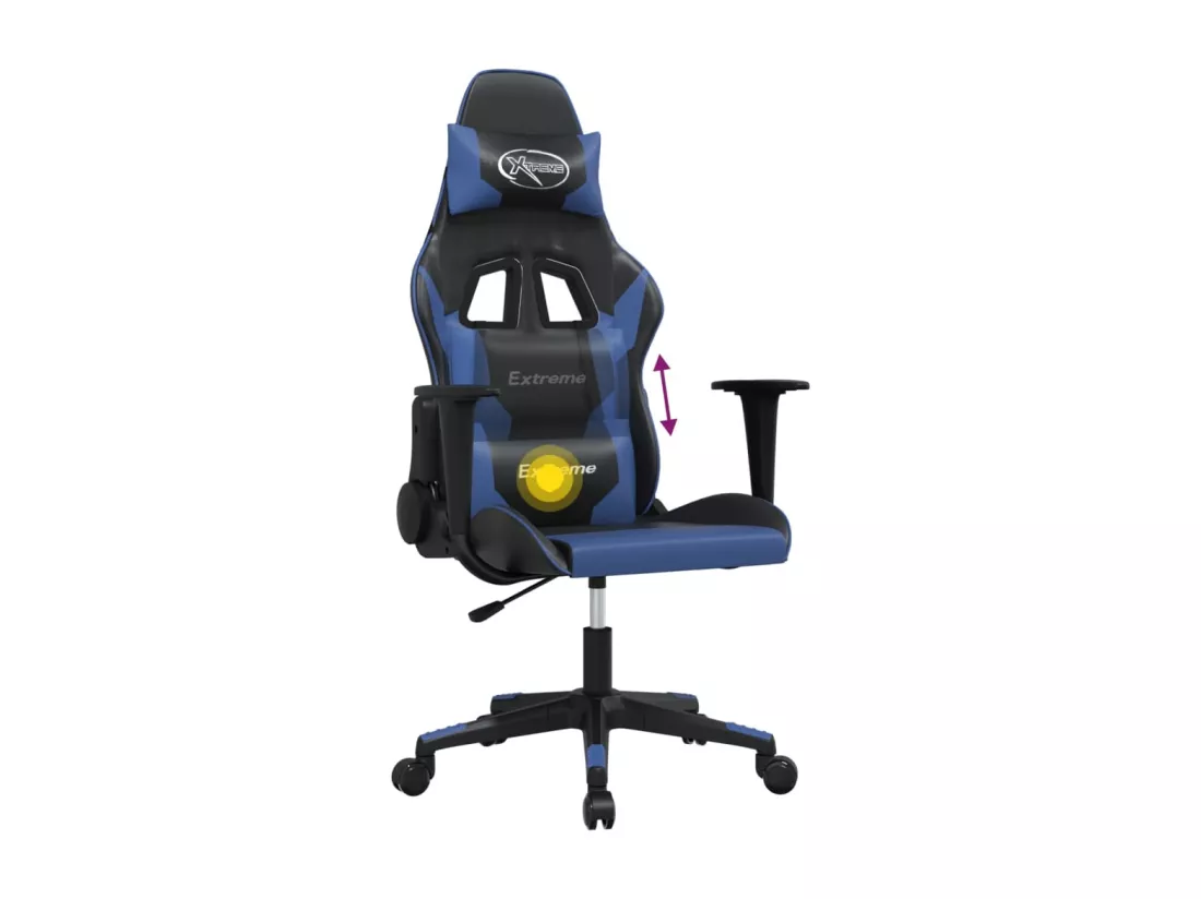 Chaise de jeu de massage Noir et bleu Similicuir