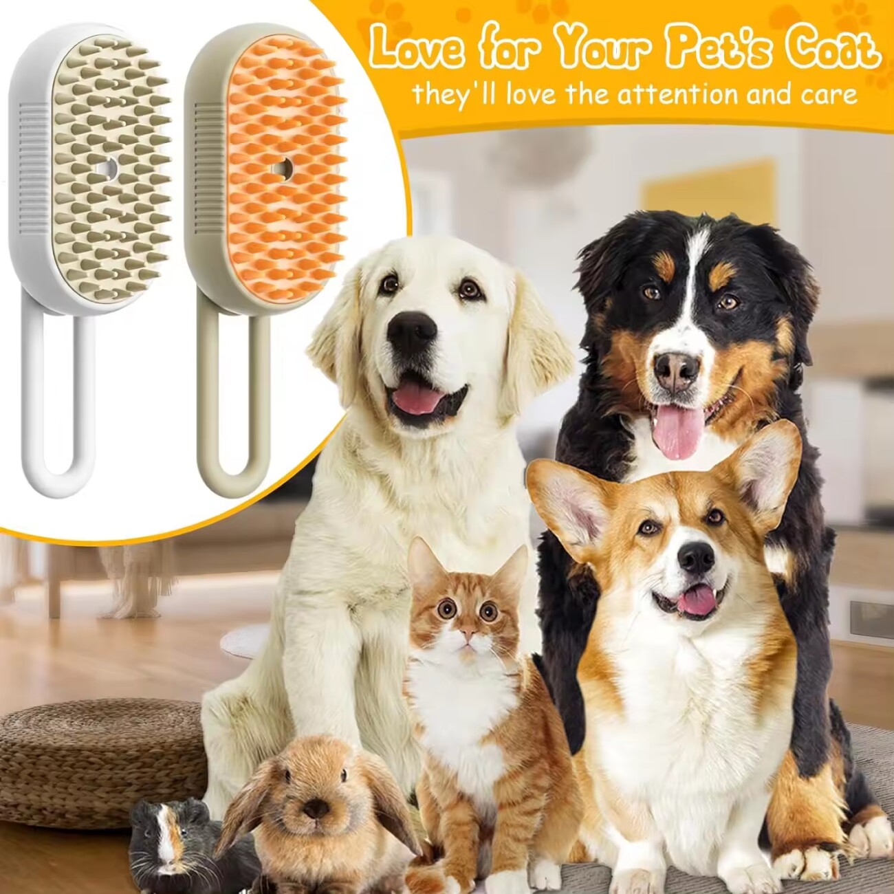Petsation 3-in-1 Bürste mit Dampf für Katzen & Hunde
