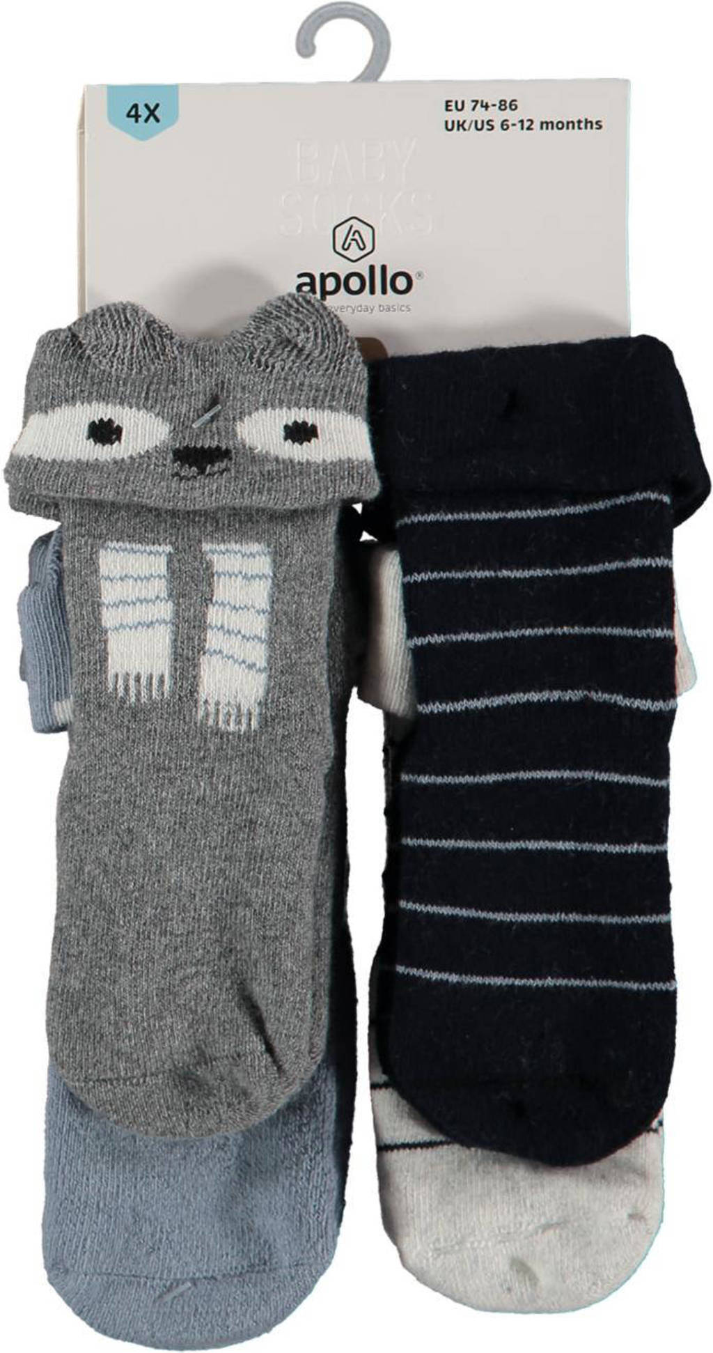 Apollo sokken met print - set van 4 blauw