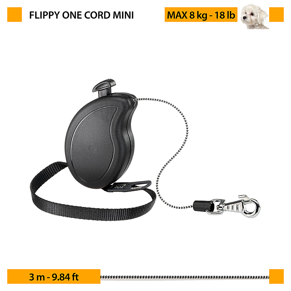 Laisse extensible pour petits chiens flippy one cord mini, cordon rétractable 3 m, max 8 kg, rose