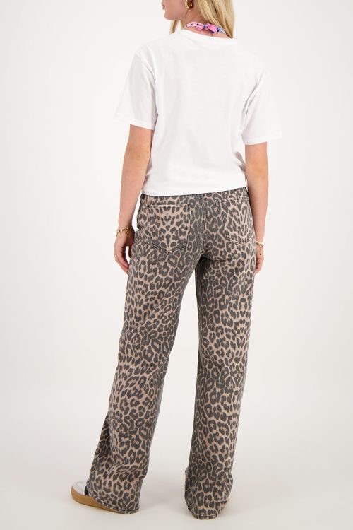 Denim jeans met panterprint