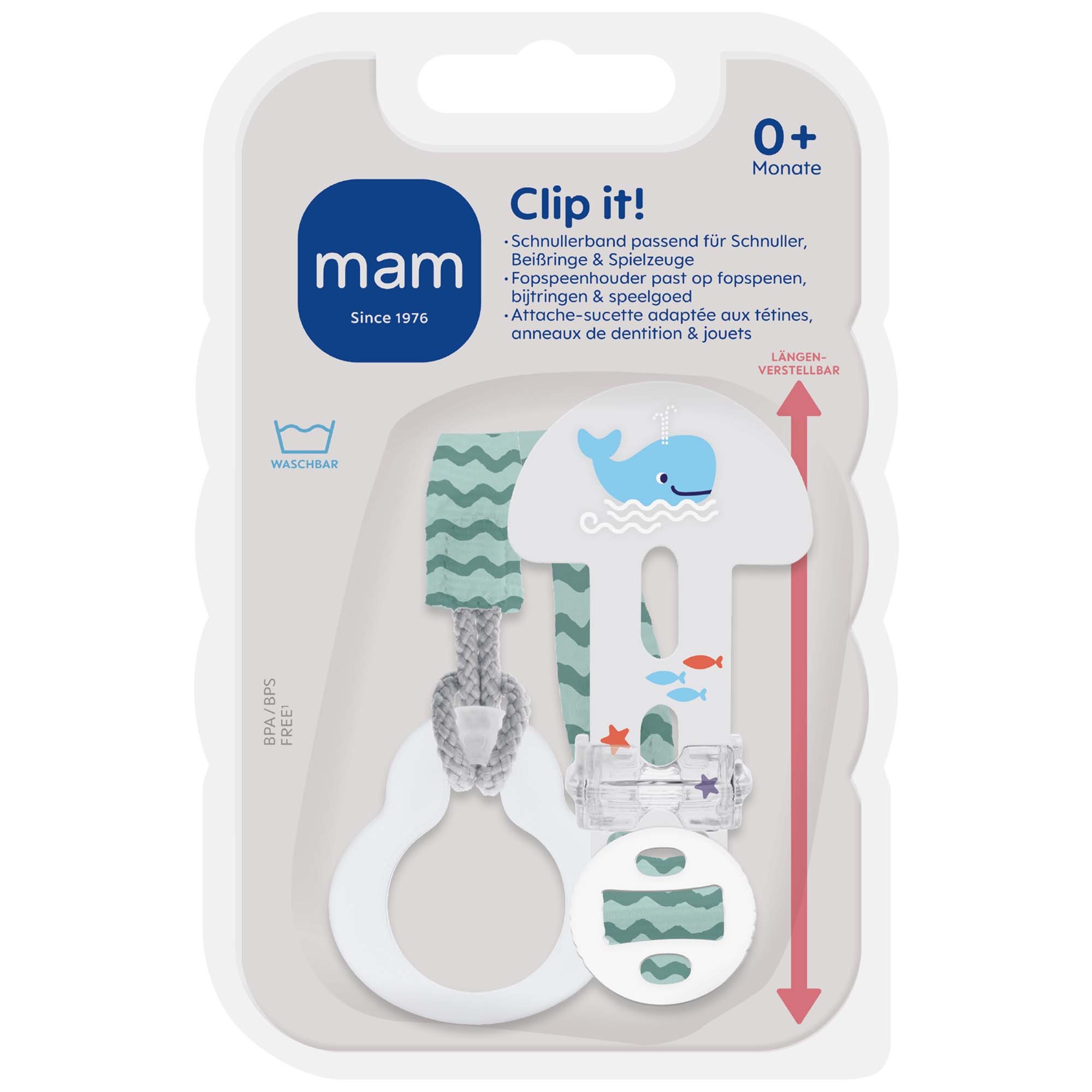 MAM Clip It! Fopspeenkoord blauw