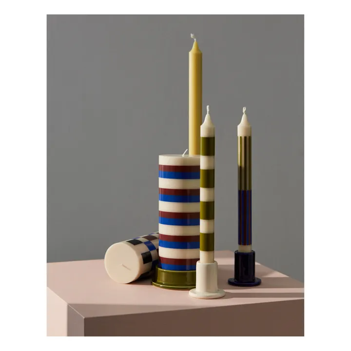 Hay Bougie Column à Rayures  | Marron