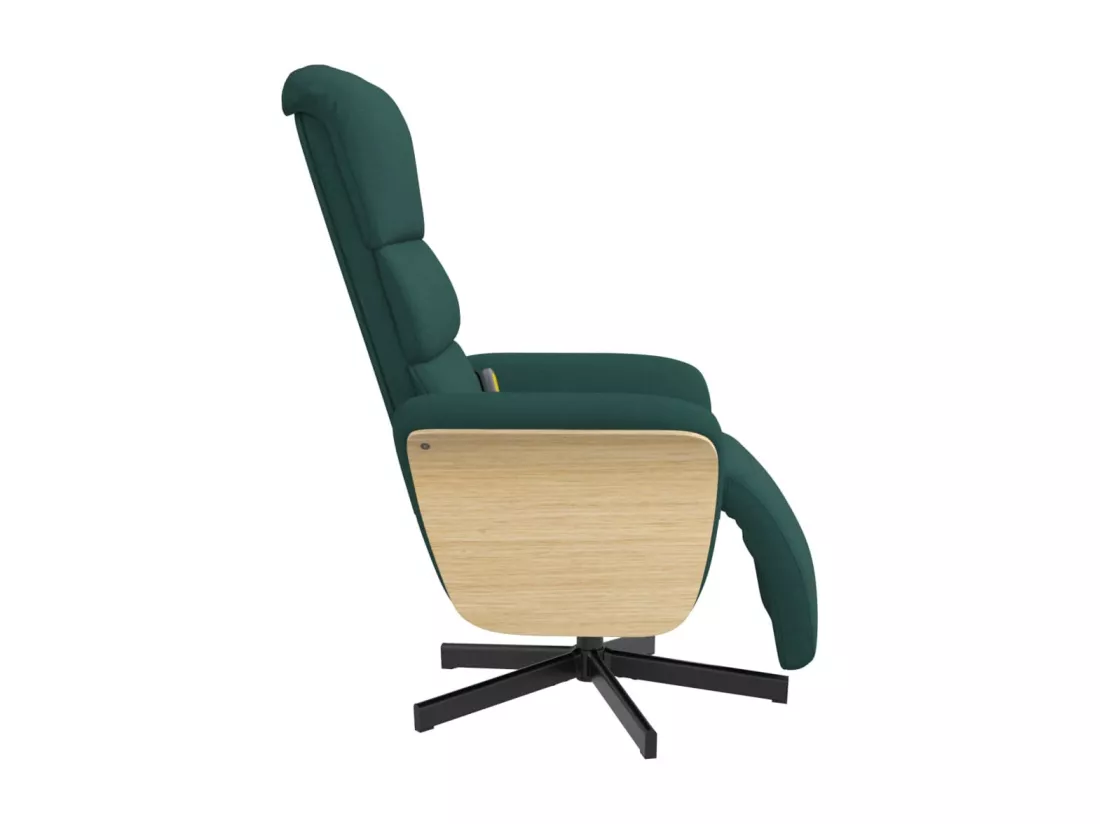 Fauteuil inclinable de massage et repose-pieds vert foncé tissu