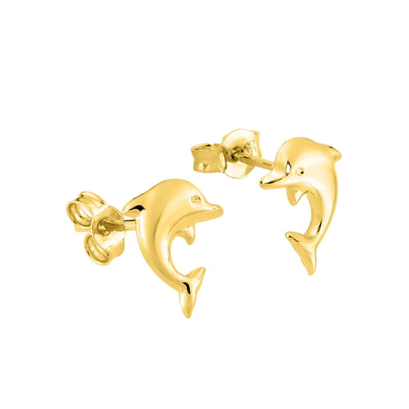 Boucles d'oreilles Enfant - Or 18 Carats - dauphin