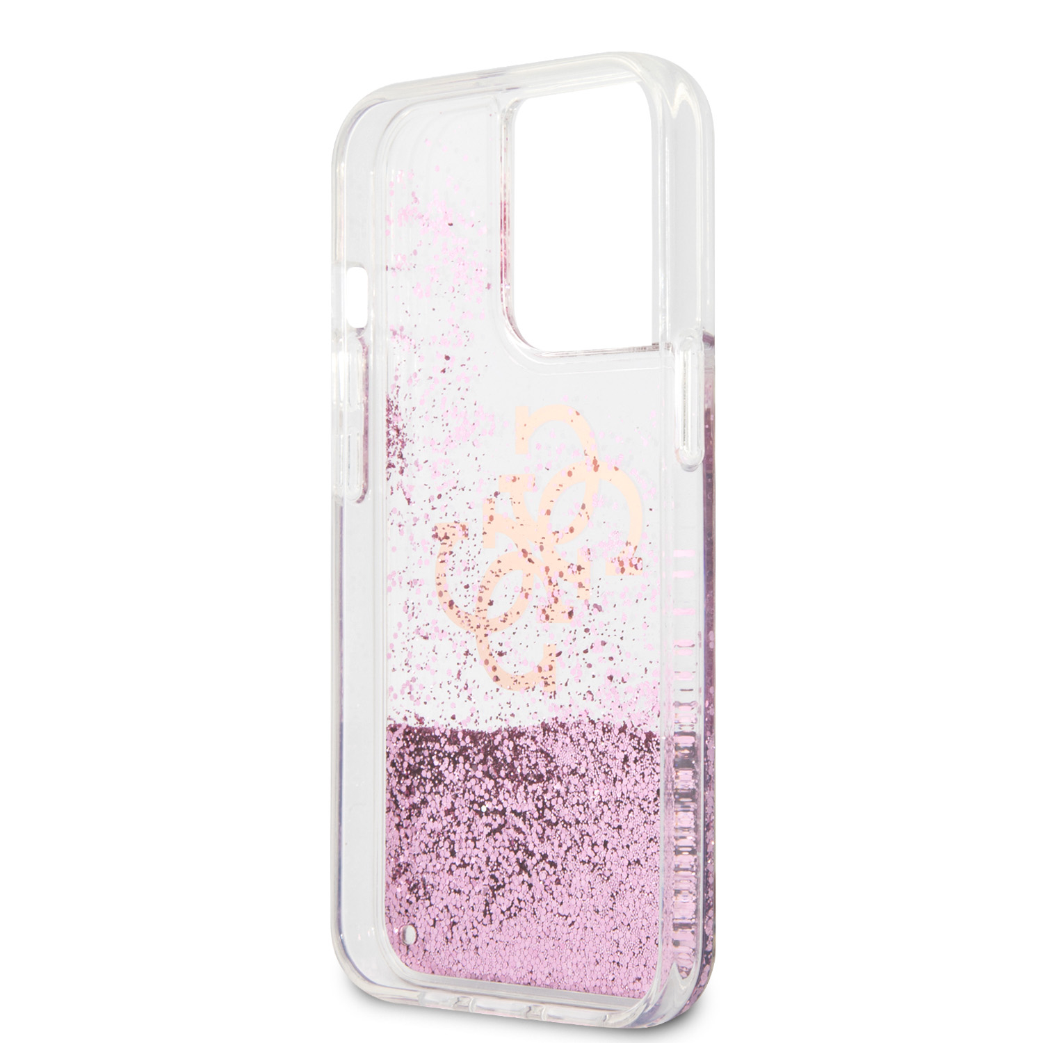 iPhone 13 Pro Hardcase Hülle Liquid Glitter Big 4G (GUHCP13LLG4GPI) - Pink / Transparent