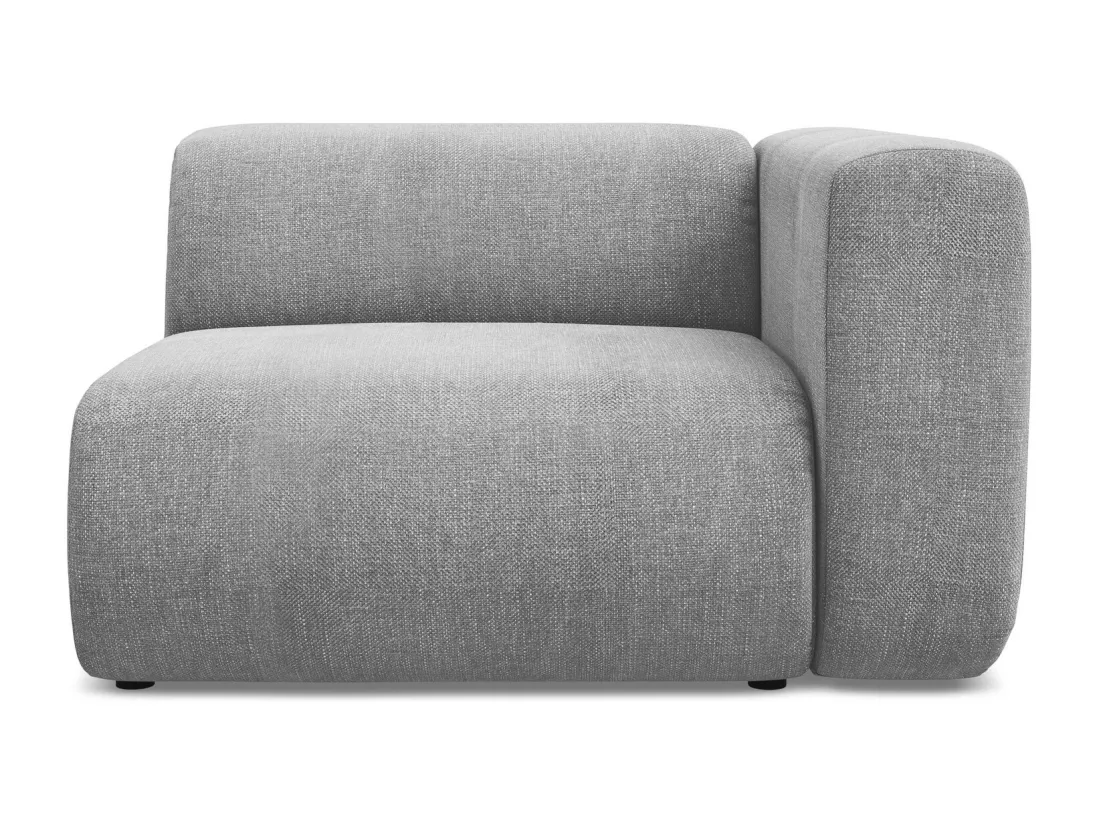 Module avec accoudoirs droit en tissu chenille - gris clair - EKAHI