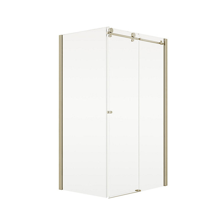 Porte de douche coulissante et paroi fixe 120+80x200 cm, doré, Schulte MasterClass
