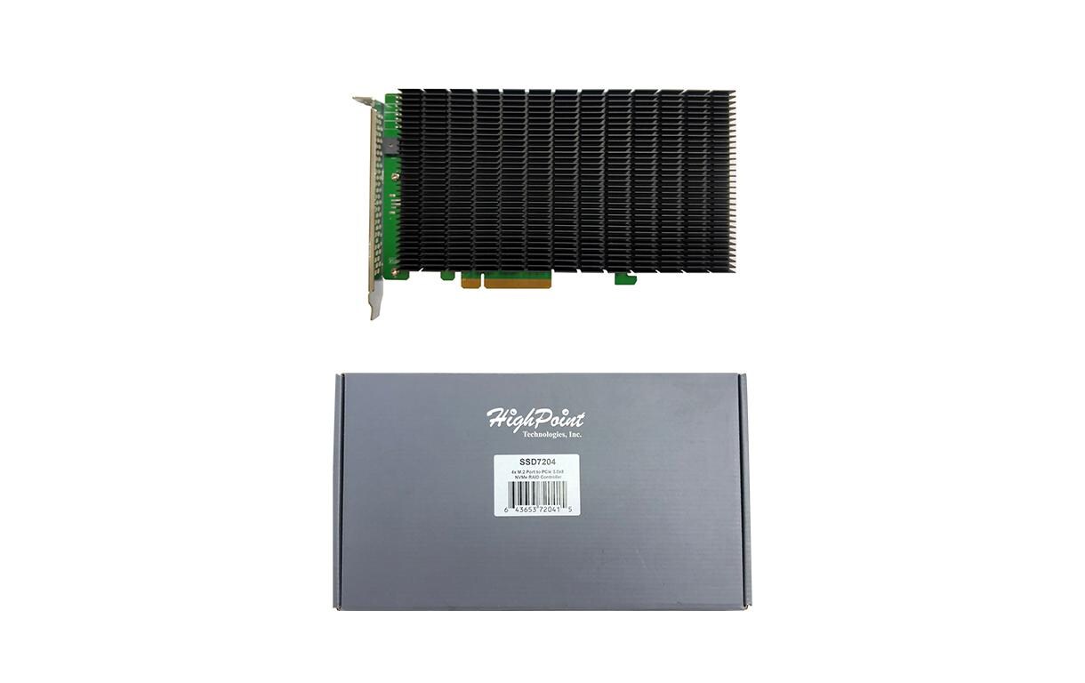 RAID-Controller SSD7204 4x M.2 NVMEx4v3, PCI-Ex8<br>Highpoint SSD7204 - der branchenweit beste Kosten/Leistungs-NVMe-RAID-Controller