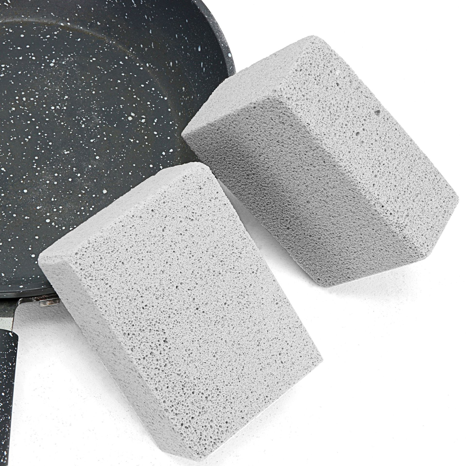 (10x7cm) Topf Bimsstein Pfannen Scheuer Block Grillrostreiniger Küchen Reinigungs Schrubber - Grau