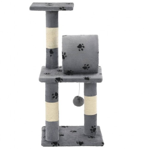 Arranhador cinza para gatos com estampa de sisal