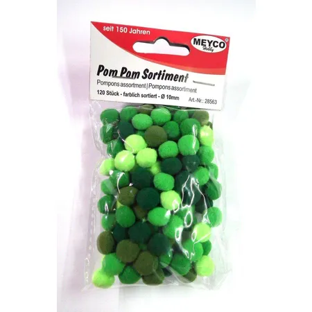 Meyco Pompoms 120 Stück 10 mm Grüntöne