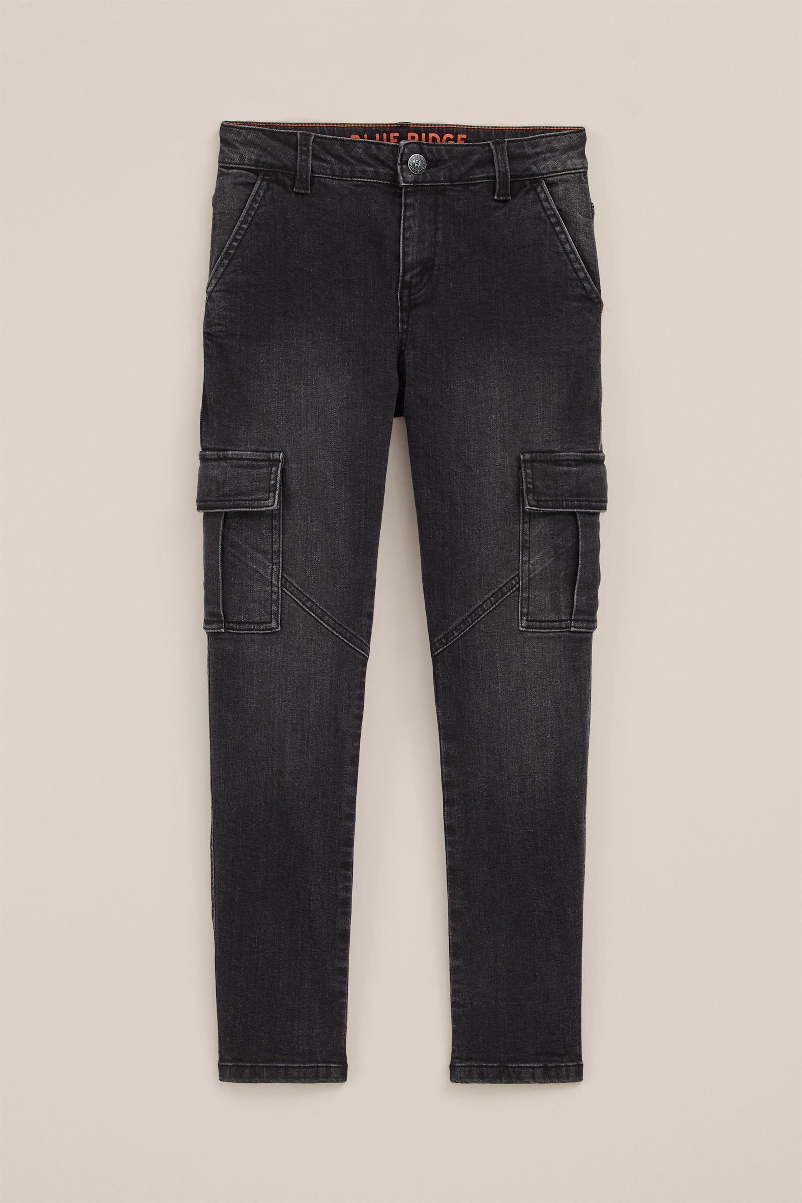 Jongens regular fit jeans met cargozakken Blue Ridge Zwart