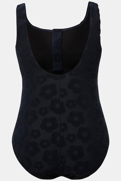 Badeanzug, Blumen-Struktur, Zipper, ohne Softcups