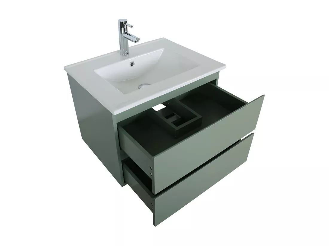 Meuble simple vasque décor chêne 60 cm
