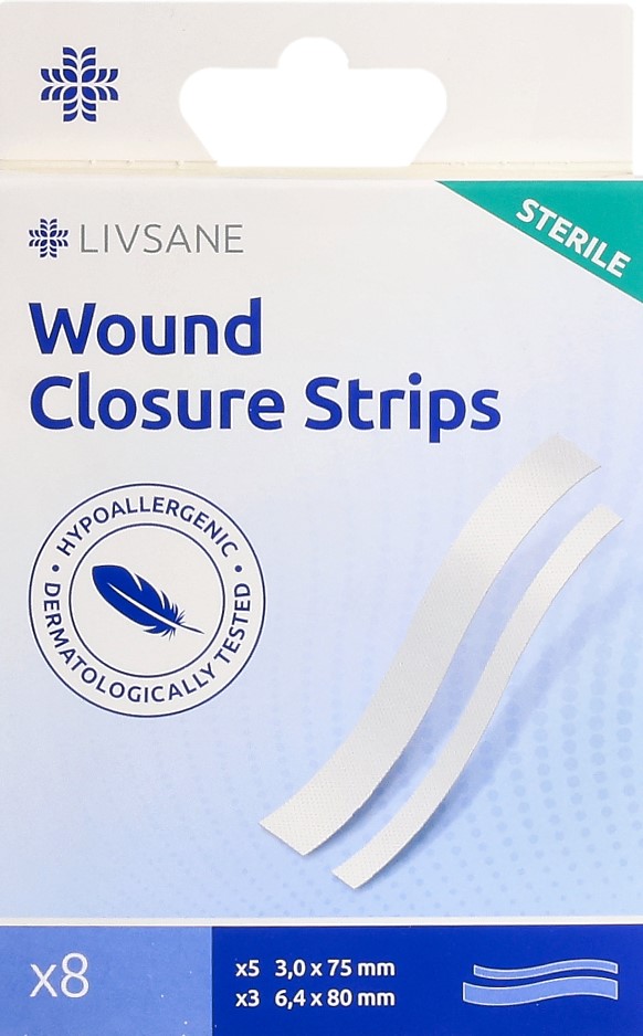 LIVSANE Wundverschlussstreifen<br>8 Stück, steril