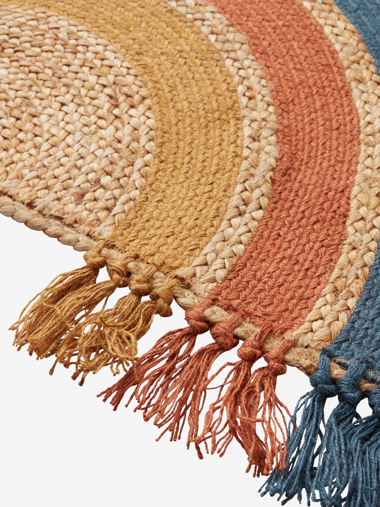Tapete de juta listrado azul escuro Rainbow Wild Sahara