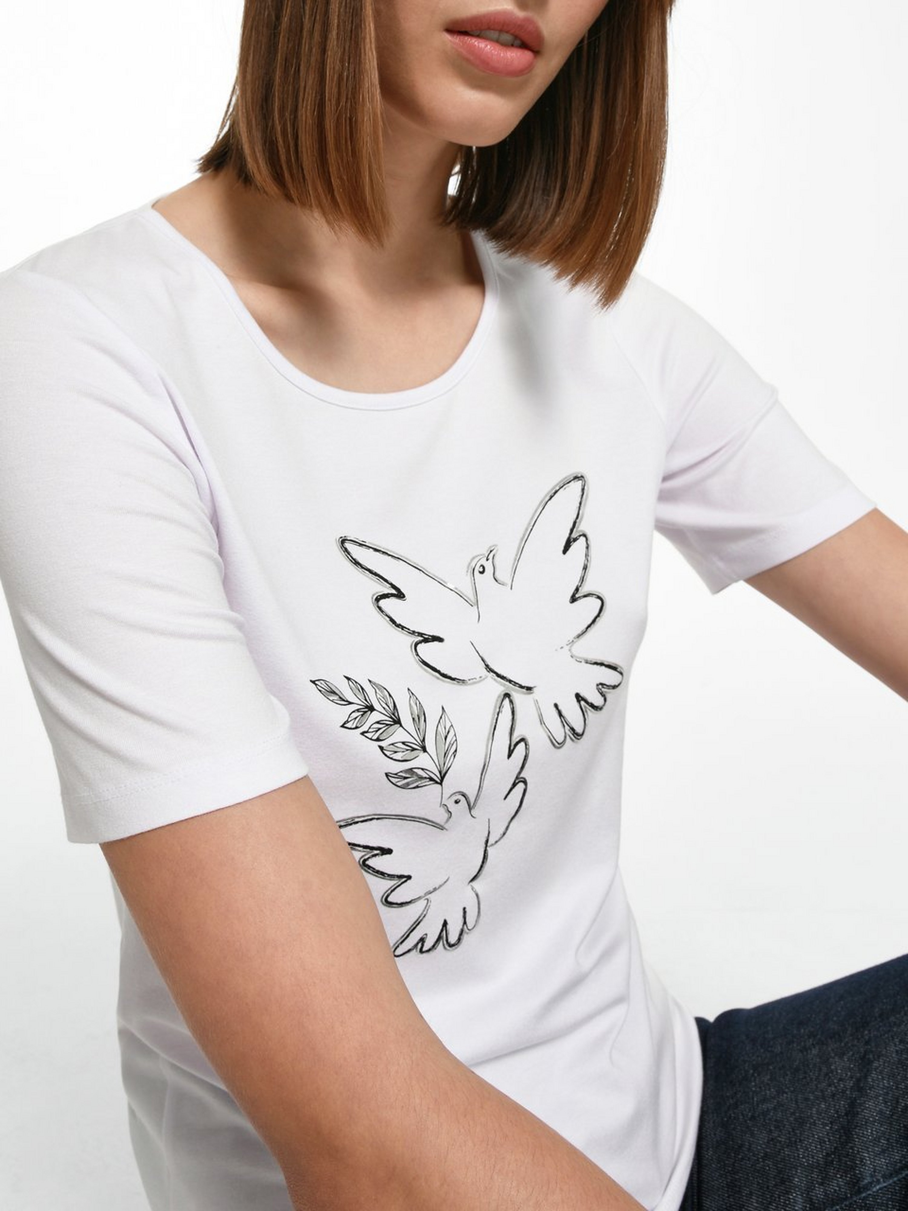 Rundhals-Shirt mit 1/2-Arm