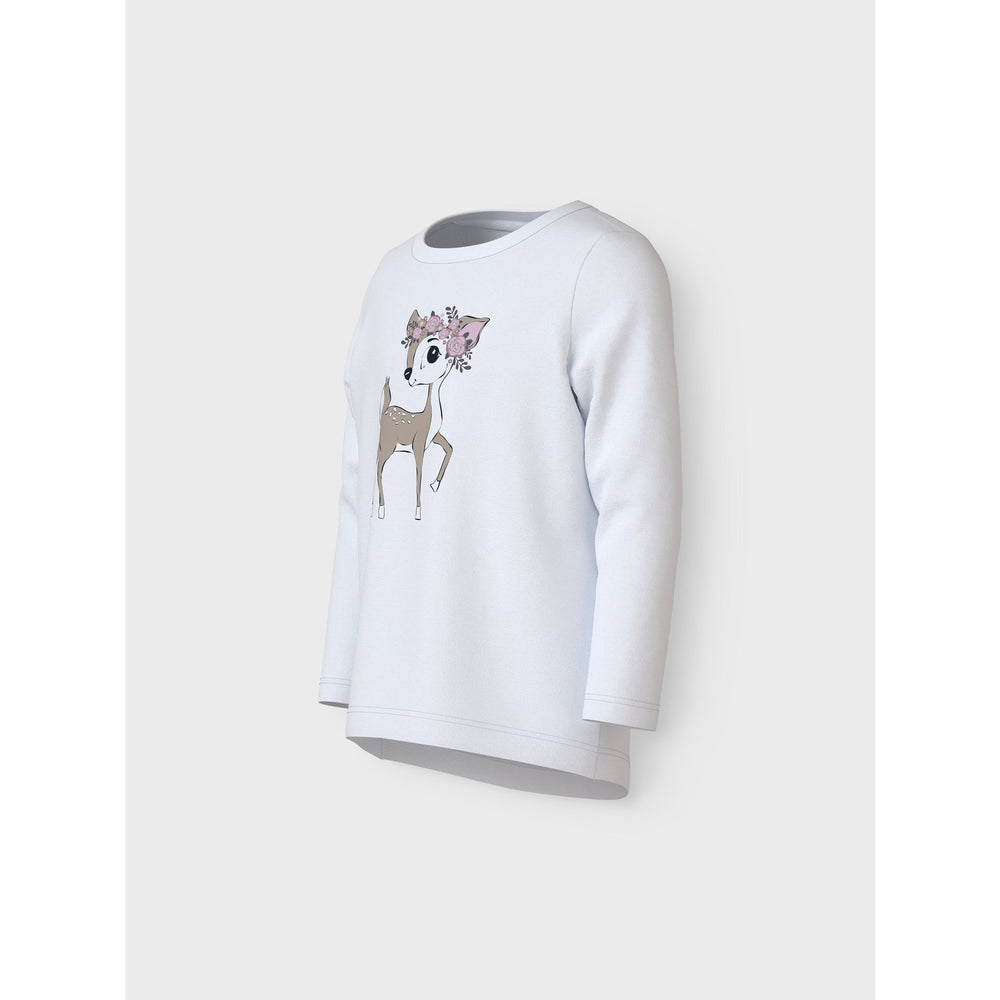 Køb Name It Bright White Flower Deer Vix Bluse