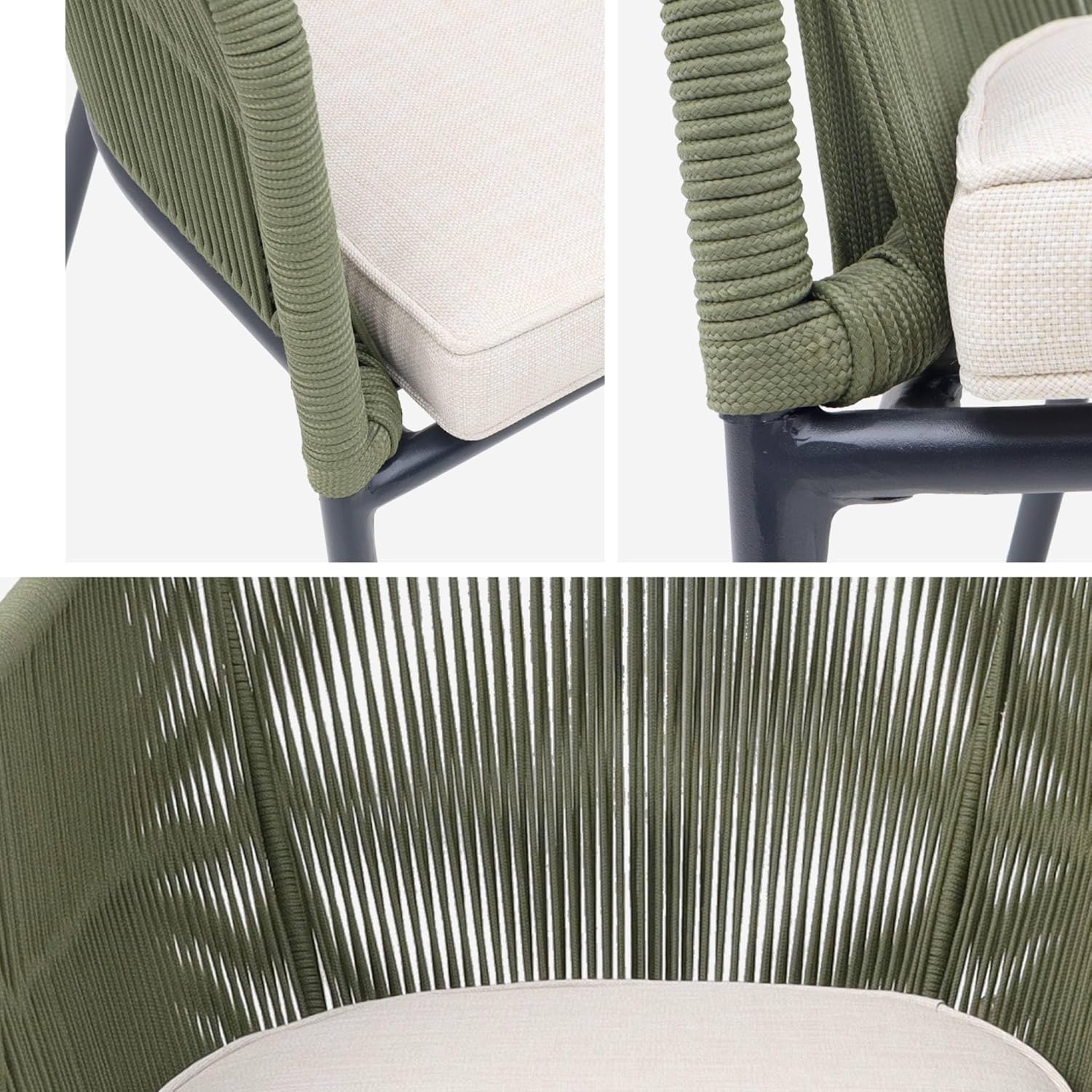 sweeek - 4er-Set Gartensessel aus verzinktem Stahl mit Seilbespannung - Santos