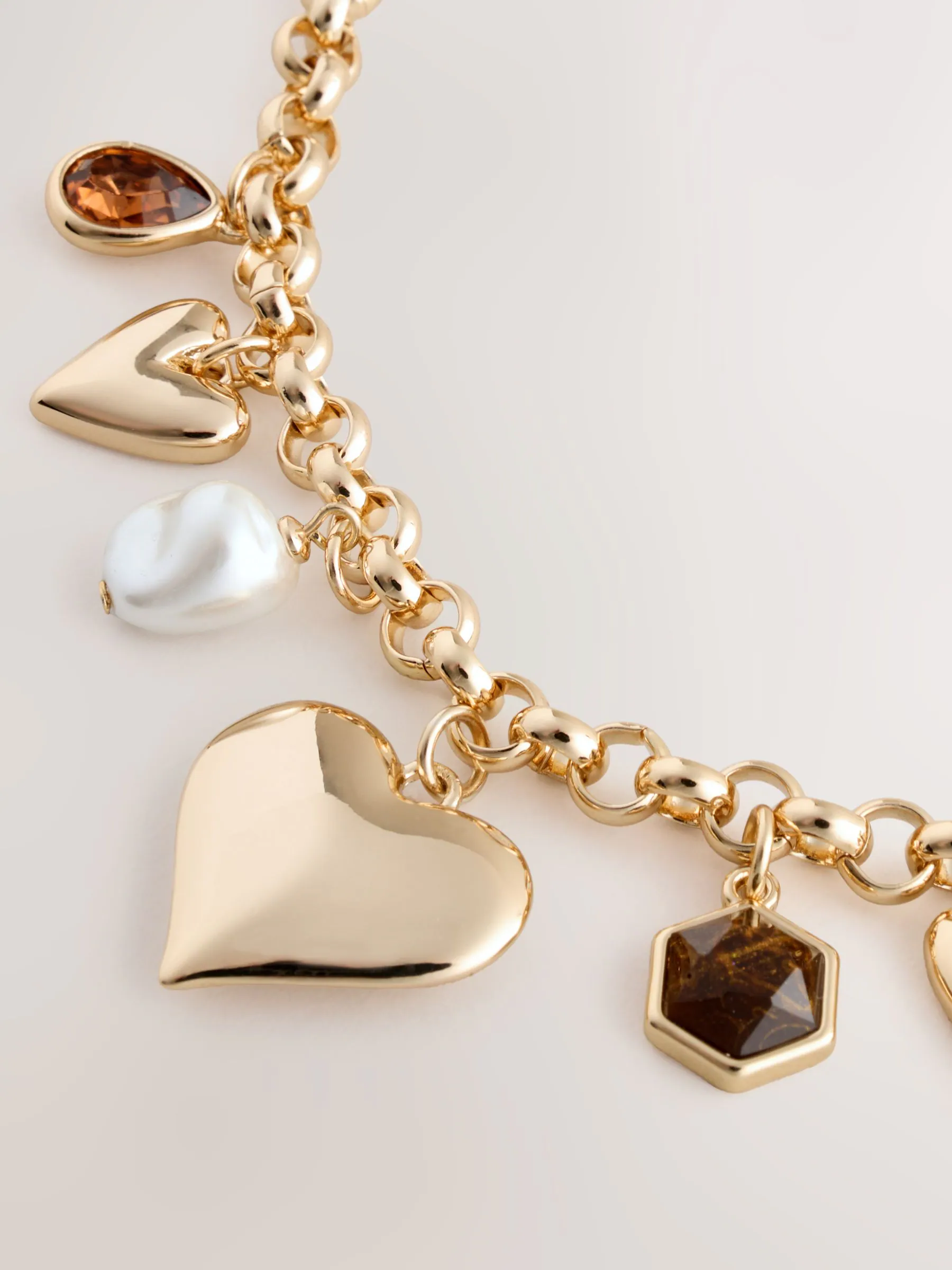 Goudkleurig - Heart Charm Chunky Necklace