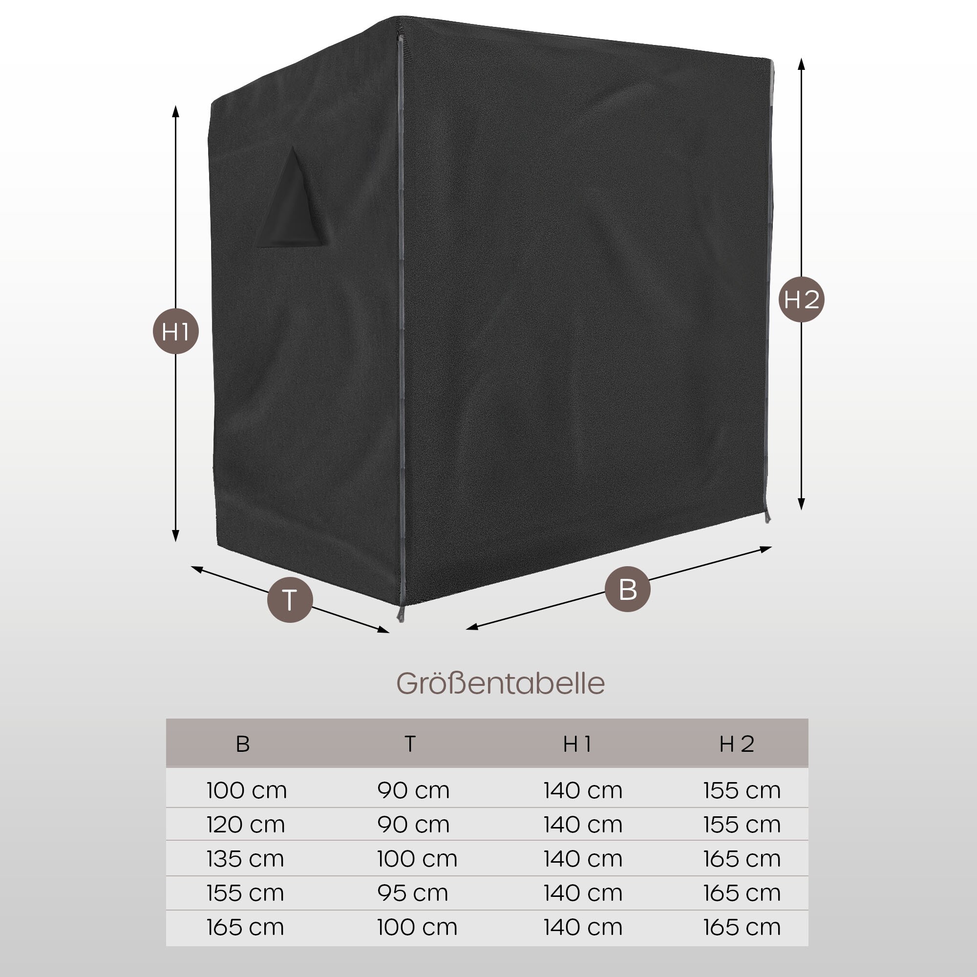 SANZARO Strandkorb Abdeckung 600D Oxford Strandkorbhülle winterfest |135 x 100 x 165cm (BxTxH)