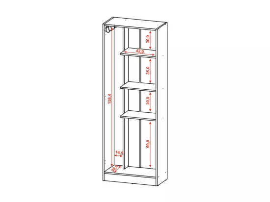 Armoire de Buanderie et Cellier Blanche 5 Niches L 61 H 170 P 31.8 cm