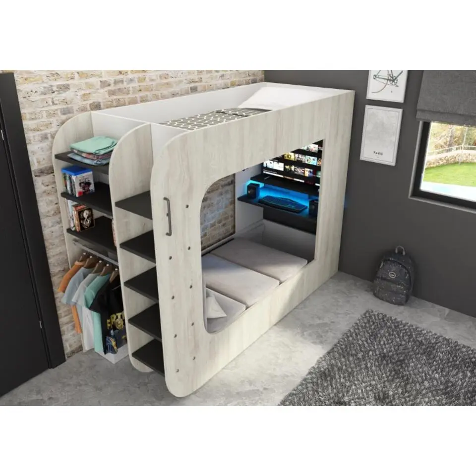 Hoogslaper Graham met gamebureau 90x200cm - den