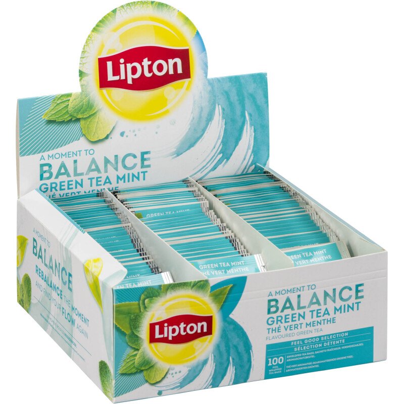 Thé vert menthe Lipton - Boîte de 100 sachets fraîcheur