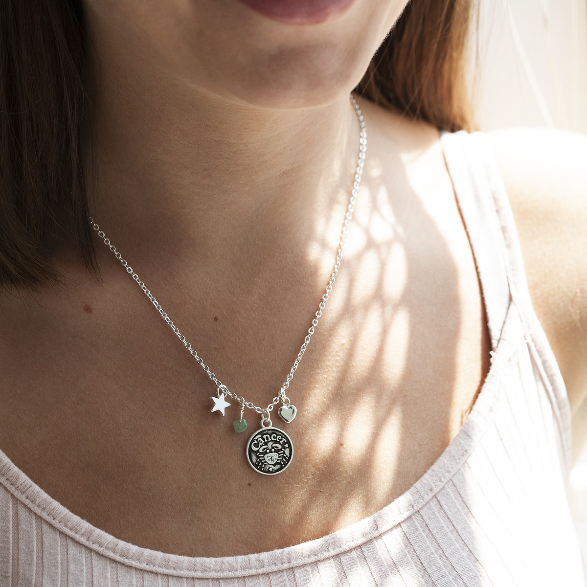 Collier laiton rhodié cancer