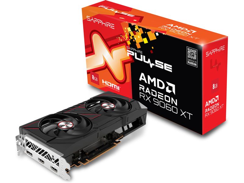 SAPPHIRE Grafikkarte AMD Radeon RX9060 XT PULSE OC 8GB GDDR Grafikkarte mit 8 GB GDDR6 Speicher