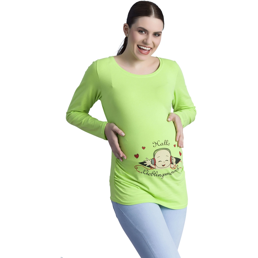 M.M.C. Umstandslangarmshirt Hallo Lieblingsmensch mit Motiv Hellgrün