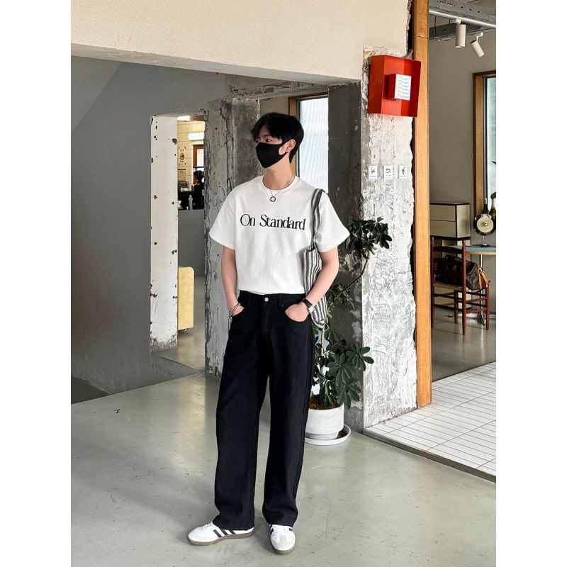 Orungeetun - Mid Rise Plain Wide Leg Pants